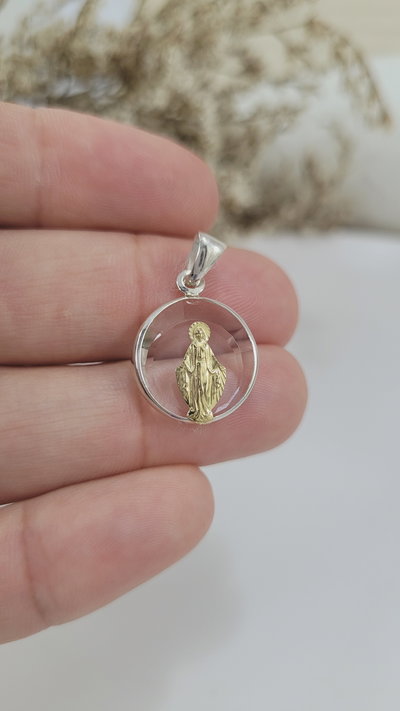 Medalla de Plata Milagrosa Cristal de Roca Combinada