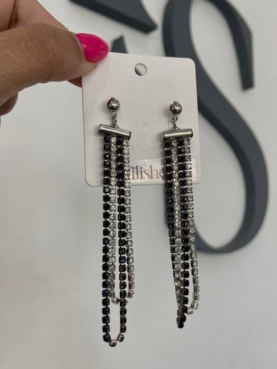 Aros Lluvia Plateado con negro 