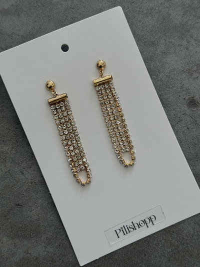 Aros Lluvia Dorados Cuadrados 