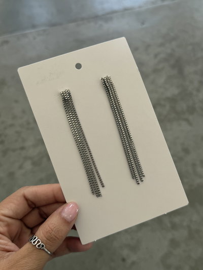 Aros Lluvia Cuadri Plateados