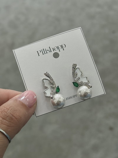 Aros Mariposa con perla RODIO 