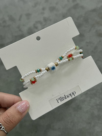 Pulsera triple blanca ojito 