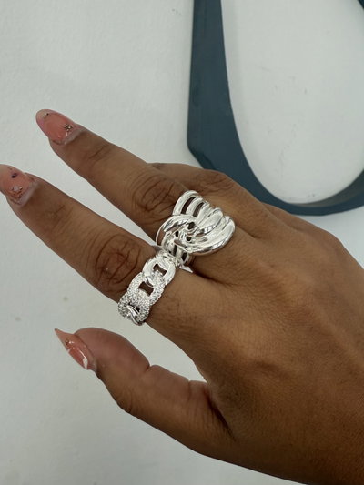 Anillos Chunky Acero Blanco 3