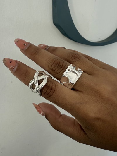 Anillos Chunky Acero Blanco 2