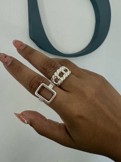 Anillos Chunky Acero Blanco 4