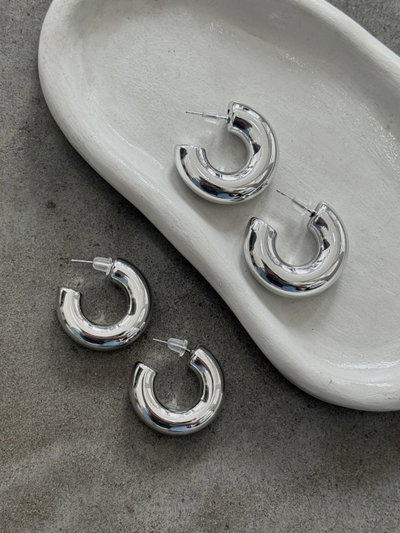 Aros Clásicos Chunky Plateados