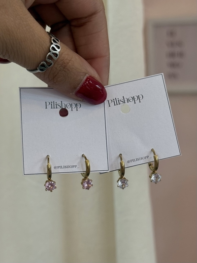 Argollitas Bisagra Strass Colgante A.D 