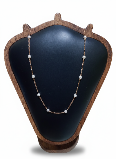 Collar Perlas Acero Dorado