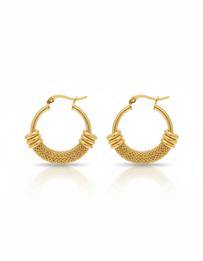 Aros Argollas Texturadas Enchapadas en Oro