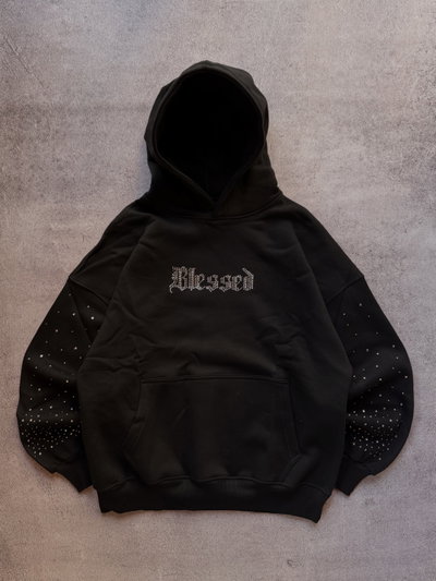 Hoddie Strass "Blessed" Black 