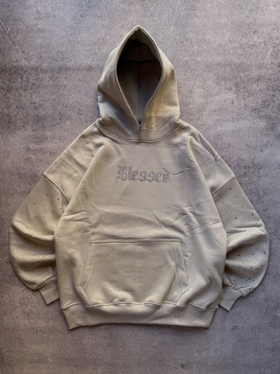 Hoddie Strass "Blessed" Gris