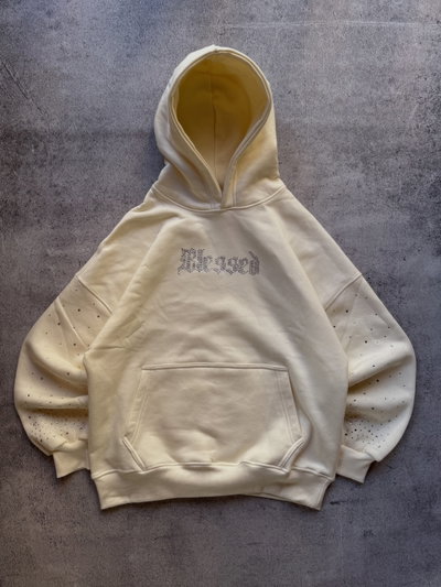 Hoddie Strass "Blessed" White