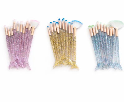 Set de 10 Brochas de Maquillaje Sirena Acrilica