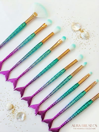 Set de 10 Brochas de Maquillaje Sirena