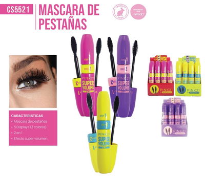 PINK 21 Máscara de Pestañas Super Volume 2 en 1