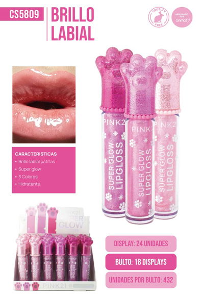 PINK 21 Lip Gloss Super Glow Patita Oso