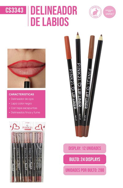 PINK 21 Delineador de Labios Matte x12