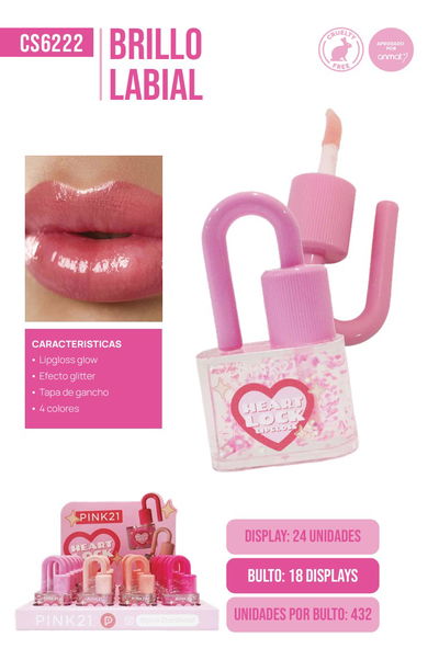 PINK 21 Lip Gloss Lock Heart 