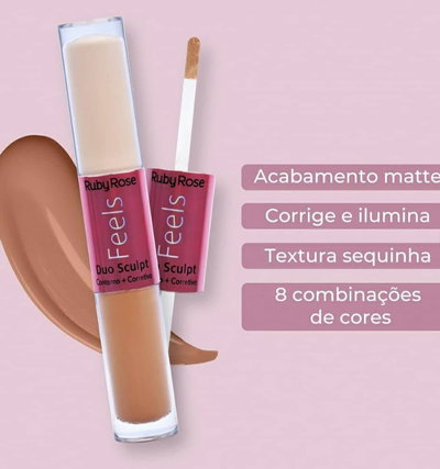 RUBY ROSE Corrector + Contorno Feels Duo Sculpt HB8101 G1