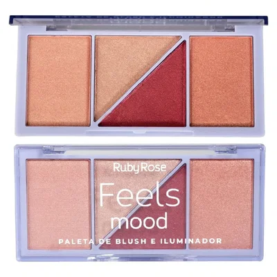 RUBY ROSE Paleta Rubor + Iluminador Feels Mood HB-7529