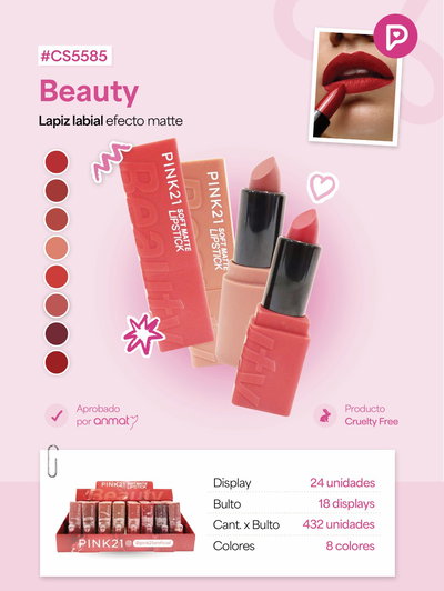 PINK 21 Labial Barra Beauty