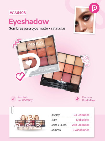 PINK 21 Paleta de Sombras 16 Colores