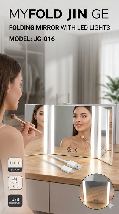 Espejo Plegable Led 3 Piezas con Correa