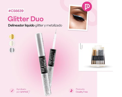 PINK 21 Delineador Líquido Glitter y Metalizado Dúo