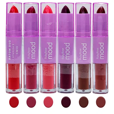 RUBY ROSE Labial Duo Mood Batom Duo + Vitamina E HB-8614