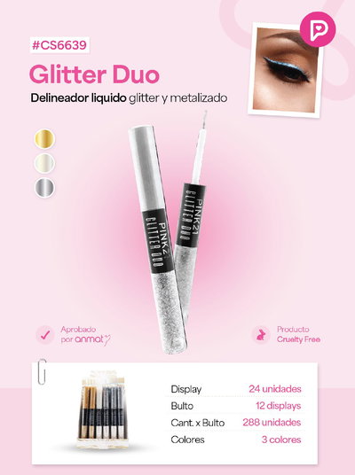 PINK 21 Delineador Líquido Glitter y Metalizado Dúo