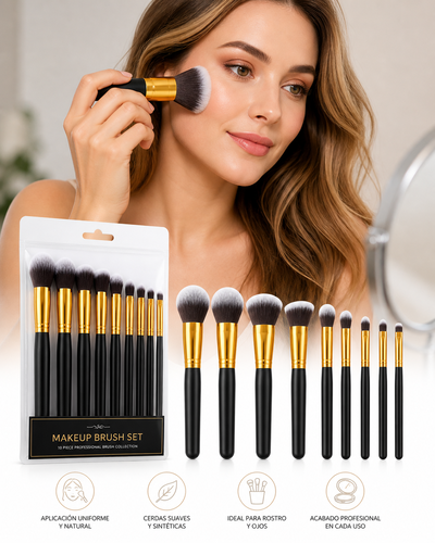 Set de 10 Brochas de Maquillaje Kabuki