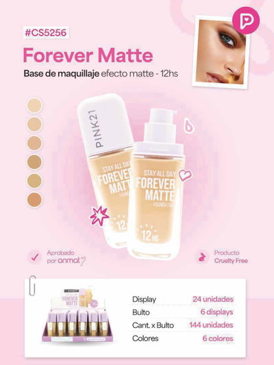 PINK 21 Base de Maquillaje Forever Matte 12hs