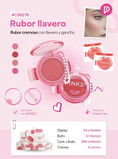 PINK 21 Rubor Cremoso con Llavero