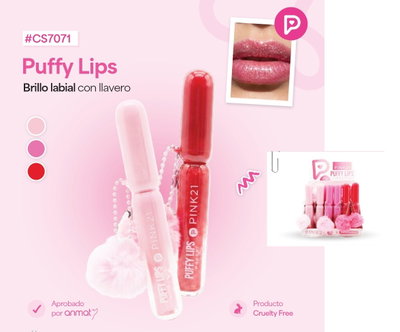 PINK 21 Lip Gloss Puffy Lips con Llavero