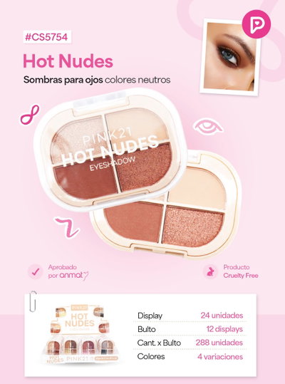PINK 21 Paleta de Sombras Hot Nudes