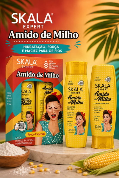 Skala Kit Shampoo + Acondicionador Amido de Milho