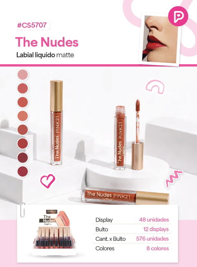 PINK 21 Labial Liquido The Nudes