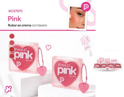 PINK 21 Rubor Cremoso con Llavero Pink