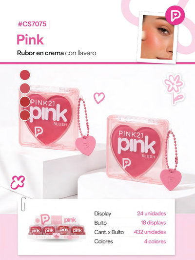 PINK 21 Rubor Cremoso con Llavero Pink