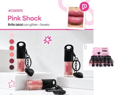 PINK 21 Lip Gloss Pink Shock Collection + Llavero