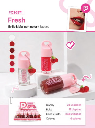 PINK 21 Lip Gloss Fresh Collection + Llavero