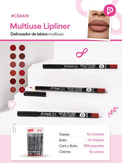 PINK 21 Delineador Labios Multiuso x12