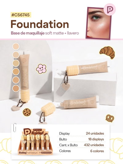 PINK 21 Base de Maquillaje Baking Collection + Llavero