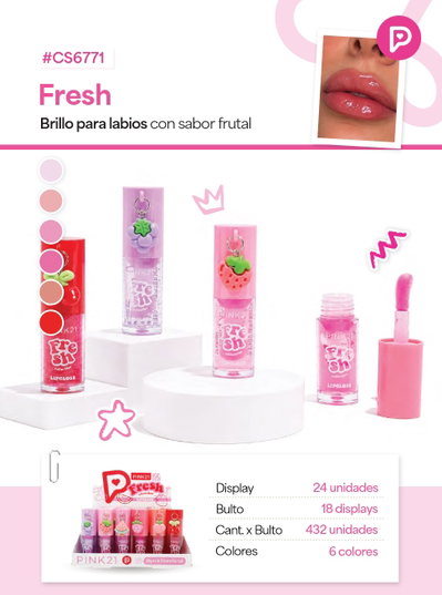 PINK 21 Lip Gloss Fresh + Llavero