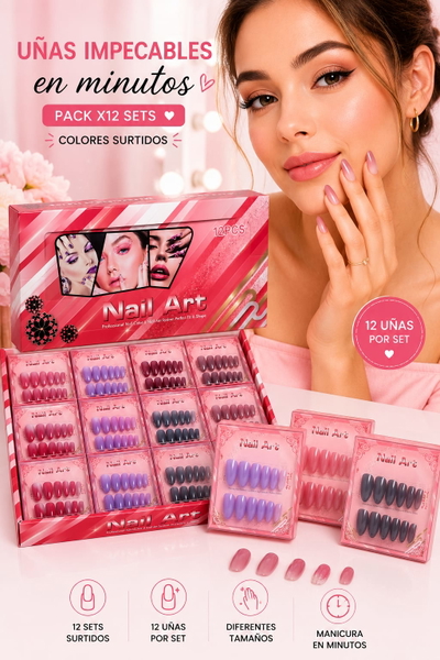 Kit de Uñas Postizas - Pack x12