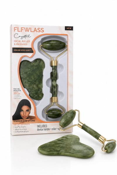 Kit Facial Roller Jade + Piedra Gua Sha