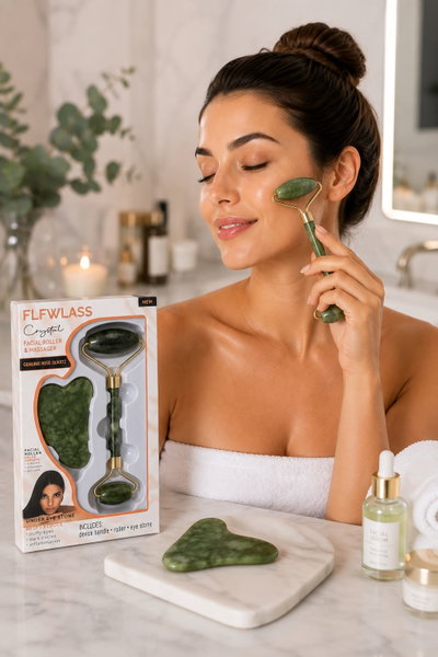 Kit Facial Roller Jade + Piedra Gua Sha
