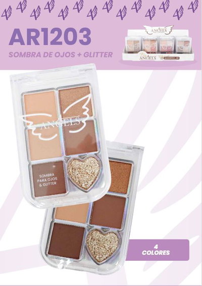 4 ANGELS Paleta de Sombras 5 Tonos + Glitter