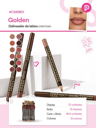 PINK 21 Delineador Labios Golden