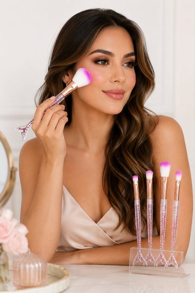 Set de 4 Brochas de Maquillaje Sirena Acrilica